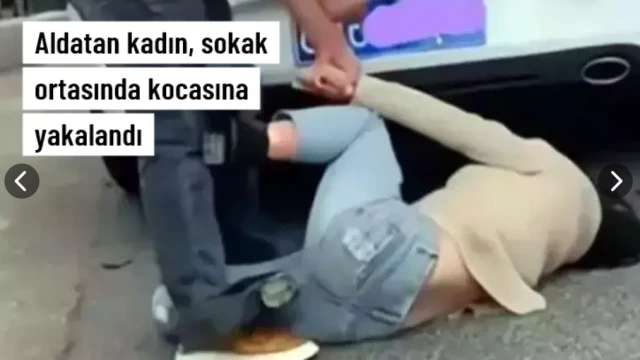 Aldatan kadın, sokak ortasında kocasına yakalandı