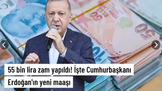 Erdoğan'ın maaşına 55 bin lira zam