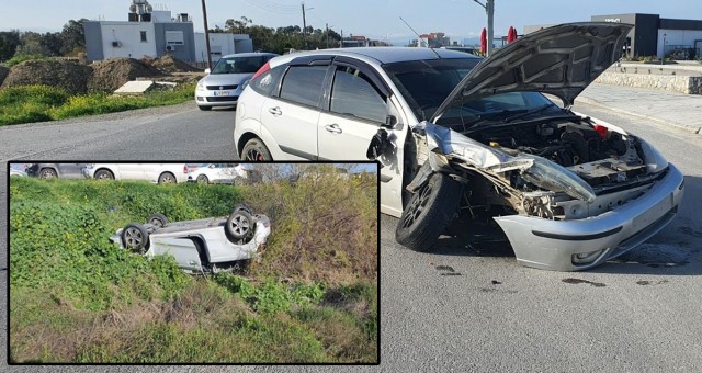 Lefkoşa'da kaza, Yoldan çıkarak takla attı, 1 yaralı